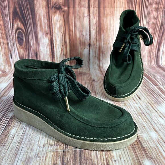 Free People Shoes - Free People ASHTON Size 37 US 6.5 Green Suede Moccasin Ankle Chukka Boots Shoes